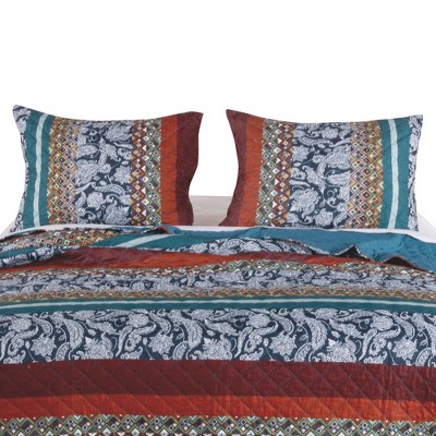 Barefoot Bungalow Vista Graphic Paisleys & Jewel Tone Mosaic Motifs Reversible Pillow Sham - Standard 20x26" Multicolored