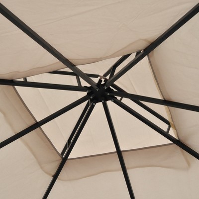 Beige Outdoor Patio Gazebo Canopy Tent with Mesh Sidewalls