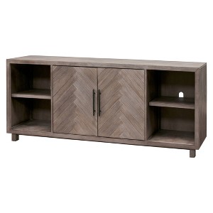 Palisades 2 Door Console TV Stand for TVs up to 80" Gray - Martin Furniture: Herringbone Pattern, Iron Hardware - 1 of 4