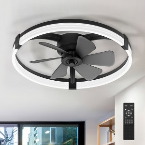 Airsurfer 23" Flush Mount Ceiling Fan with Light and Remote Control 6-Speed DC Motor Ceiling Fan with 3-Color Dimmable LED Ring Light, Memory Function - 1 of 4
