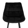 Elama 2 Piece Velvet Tufted Bar Chair in Black with Metal Legs - 4 of 4