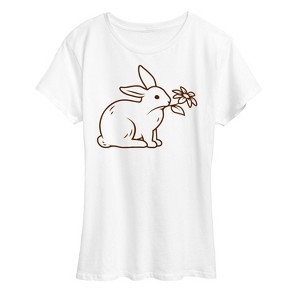 Women's - Instant Message - Bunny With Flower Short Sleeve Graphic T-Shirt - 1 of 4
