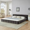 KWPZQEB King Upholstered Platform Bed with Fabric Headboard, Chenille Floor Bed Frame, Wooden Slat Support, No Box Spring Needed - 2 of 4