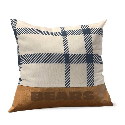 NFL Chicago Bears Farmhouse Plaid Faux Leather Throw Pillow