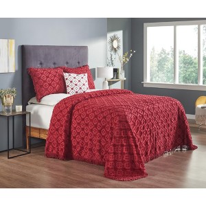 Charleston 100% Cotton Soft & Plush Chenille Tufted Diamond Pattern Unique Luxurious Bedspread & Sham Set, All-Season, Machine Washable Coverlet Set - 1 of 4