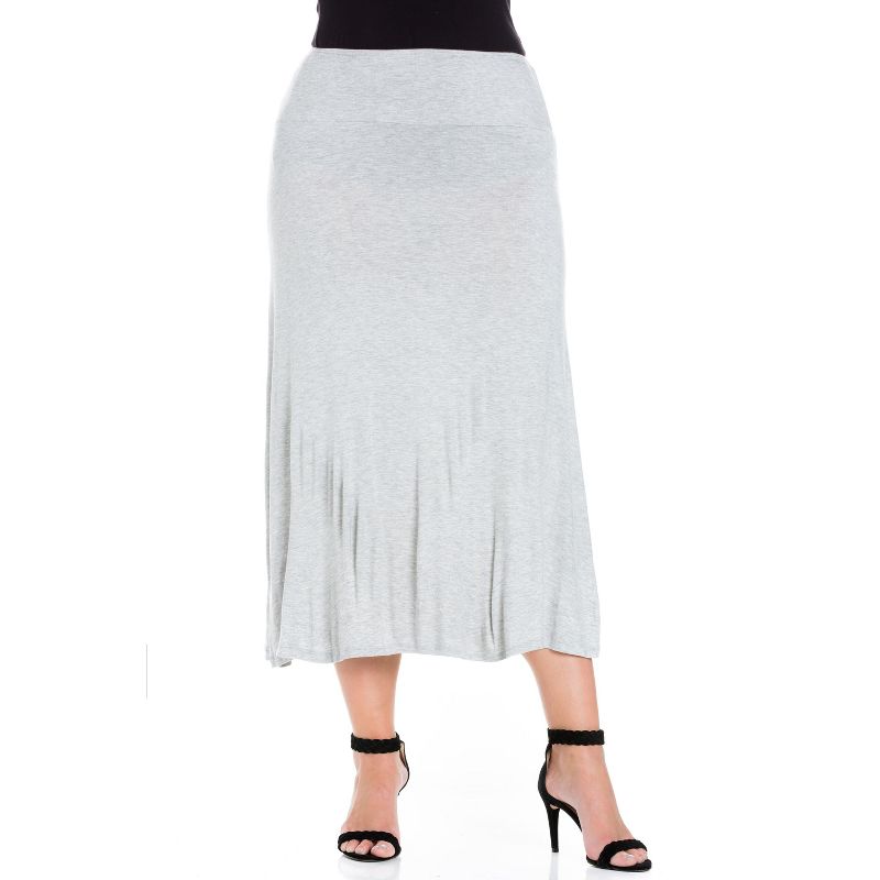 24seven Comfort Apparel Women's Plus Women's Maxi Skirt, 1 of 6