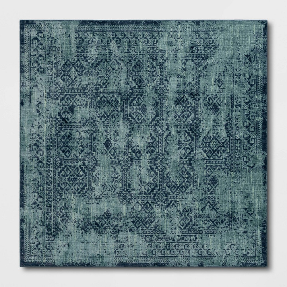 8'x8' Square Overdyed Persian Style Area Rug Turquoise - Threshold™