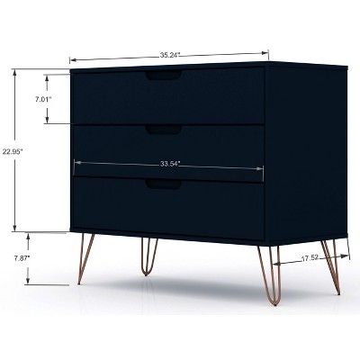 Tatiana Midnight Blue Mid-Century Modern Dresser and Nightstand Set
