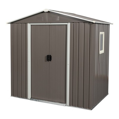 LOVMOR 6ft x 5ft Outdoor Metal Storage Shed gray With window