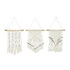 Set of 3 Cotton Macrame Handmade Intricately Weaved Wall Decors with Beaded Fringe Tassels Cream - The Novogratz - 2 of 4