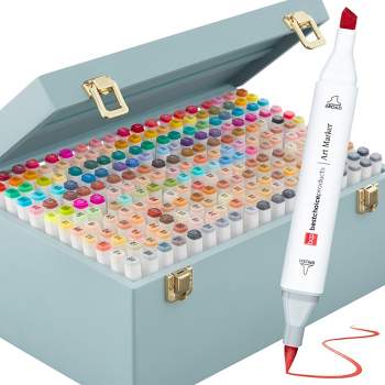 Best Choice Products Set of 228 Alcohol-Based Markers, Dual-Tipped Pens w/ Brush & Chisel Tip, Carrying Case