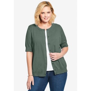Woman Within Perfect Elbow-Length Sleeve Cardigan - 1 of 4