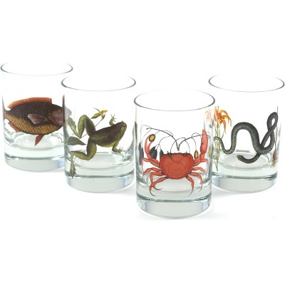 Lunt Silversmiths Marine Animals 10.5 Ounce Rock Whiskey Glass, Set of 4
