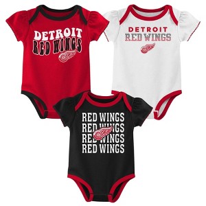 NHL Detroit Red Wings Infant Girls' 3pk Bodysuits - 1 of 4