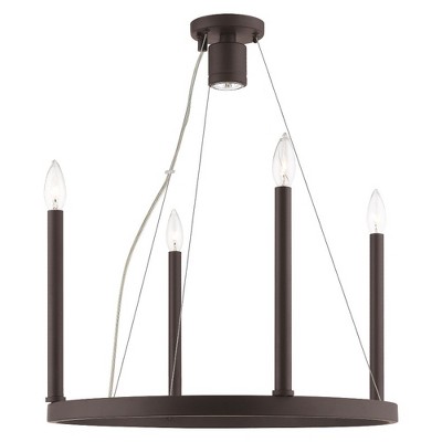 Bronze 5-Light Candle Chandelier with Steel Frame