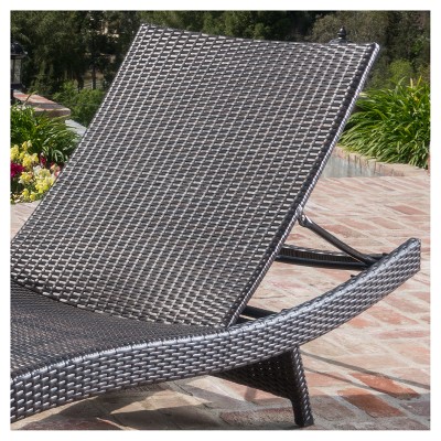 Multibrown Wicker Adjustable Outdoor Armless Chaise Lounger Set