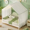 KWPZQEB Canopy Bed for Kids, Montessori Floor Bed Frame with High Guardrails and Roof, Wood Toddler Bed Frame for Girls & Boys - 3 of 4