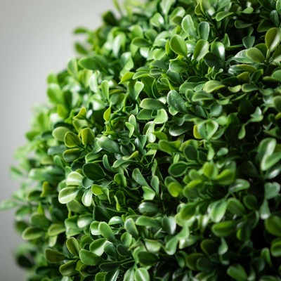 Green Plastic Boxwood Topiary in Black Pot, 27"