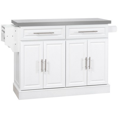NicBex 2 Drawer Kitchen Island Cart with 2-Door Cabinet,Kitchen Island with Rack and Metal Handles,Modern Kitchen Table,Island Table for Kitchen