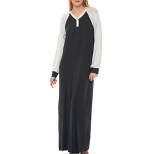 Women's Soft Knit Nightgown, Full Length Long Henley Night Shirt Pajama Top with Pockets