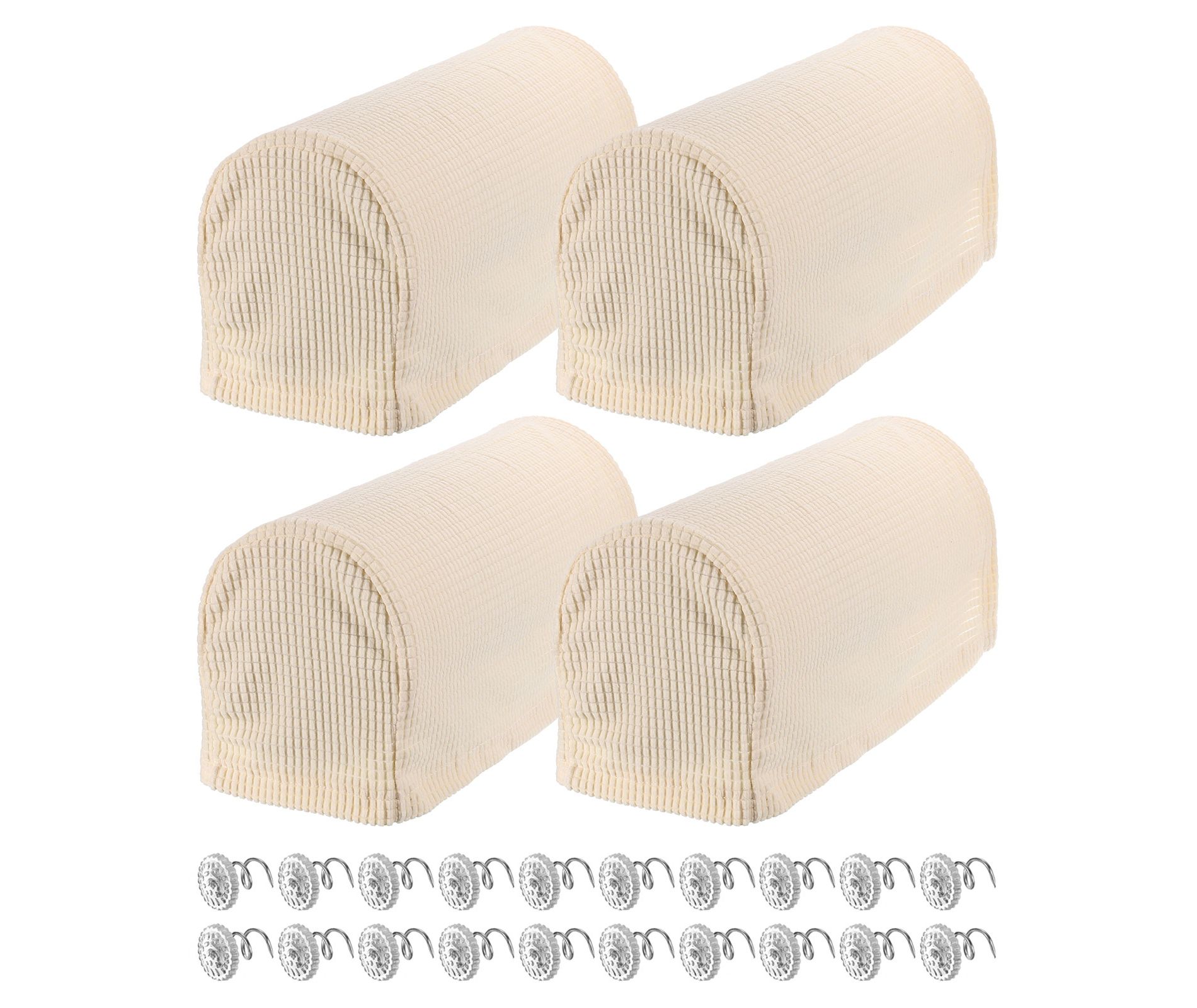 Unique Bargains Stretchy Anti-Slip Sofa Couch Armchair Covers with Pins 4 Pcs Beige