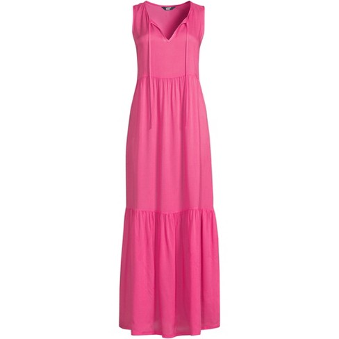 Lands' End Women's Sheer Modal Sleeveless Tiered Maxi Swim Cover-up ...