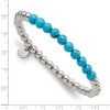 Chisel Stainless Steel Polished 6mm Synthetic Turquoise Beaded Stretch Bracelet - 4 of 4