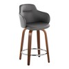24" Contemporary Fixed-Height Counter Stool with Swivel in Wood and Faux Leather with Round Footrest - Set of 2 - 2 of 4