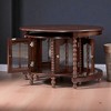 Mshliw Vintage Round Nesting Coffee Table Set with Bamboo Glass Doors, Retro Beaded Legs, Hidden Storage, Walnut Wood Finish for Living Room - 3 of 4