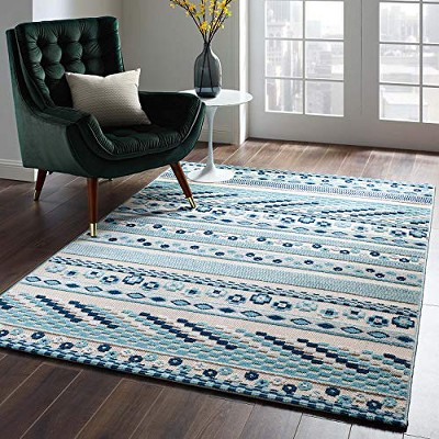 Modway Reflect Cadhla Vintage Abstract Geometric Lattice 5x8 Indoor and Outdoor Area Rug