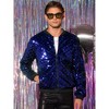 INSPIRE CHIC Men's Zip Up Party Shiny Argyle Sequin Bomber Jacket - 2 of 4