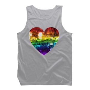 Adult Design By Humans Rainbow Disco Ball Heart By melvillesTank Top - 1 of 2