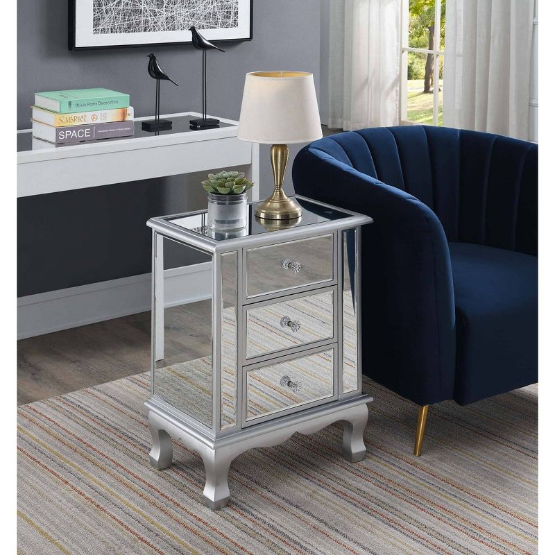 Gold Coast Vineyard Mirrored 3 Drawer End Table - Breighton Home, 3 of 6