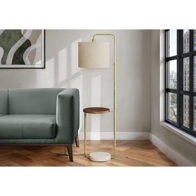 Lighting, 67"h, Floor Lamp, Usb Port Included, Brass Metal, Beige Shade, Contemporary