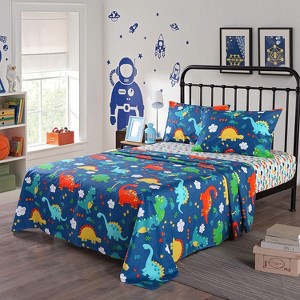 Marcielo 3/4pcs 100% Cotton Colorful Kids Bed Sheet - 1 of 4