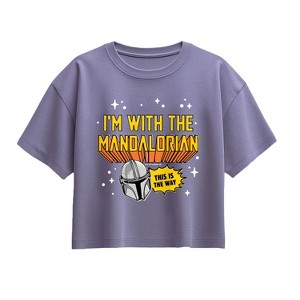 Girls' - The Mandalorian - Im With Mando Short Sleeve Boxy Graphic T-Shirt - 1 of 1