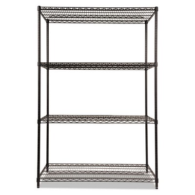 Black Heavy-Duty 4-Tier Steel Wire Shelf Rack