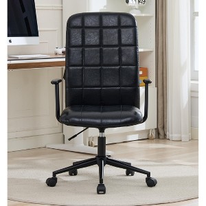 GDFStudio Pira Modern 360° Swivel Faux Leather Upholstered Office Chair with Adjustable Height and Wheels - 1 of 4