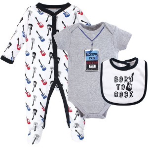 Little Treasure Baby Boy Sleep and Play, Bodysuit and Bib, Born To Rock - 1 of 1