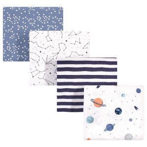 Hudson Baby Infant Boy Cotton Flannel Receiving Blankets, Space, One Size - 1 of 2