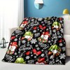 Lomsoe Vintage Red Green Christmas Snowman Print Flannel Blanket - All Seasons Soft Cozy Warm Throw Blanket for Bed, Napping, Camping, Travel, Office - 2 of 4