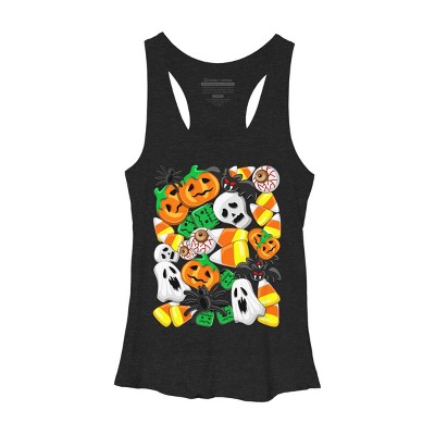 Women's Design By Humans Halloween Spooky Candies Party By BluedarkArt Racerback Tank Top