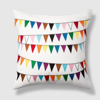 18"x18" Square Embroidered Flag Throw Pillow - Pride