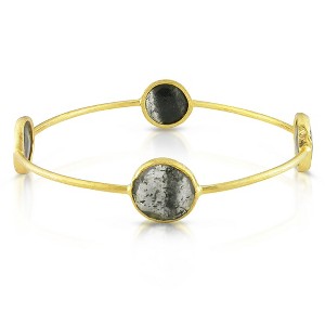 EVERLY JEWELRY | Silver Double Checkerboard Gemstone Bangle, 8 in - Multiple Gemstone and Metal Color Options - 1 of 1