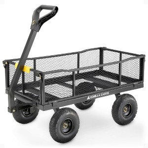 Gorilla Carts Steel Utility Cart, 4 Cubic Feet Heavy Duty Garden Wagon Outdoor Moving Cart with Wheels, 900 Pound Capacity, Removable Sides, Gray - 1 of 4