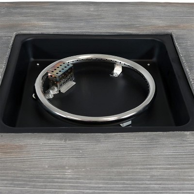 30-Inch Square Black and Gray Stone Propane Fire Pit Table