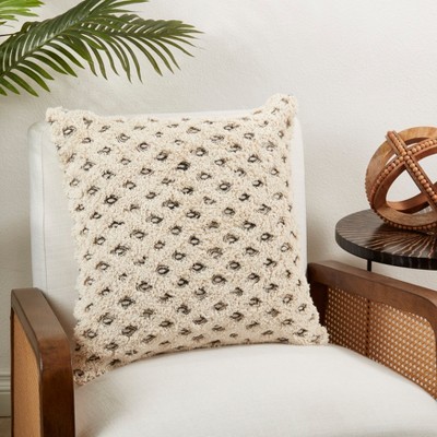 Beige and Black Cotton Tufted Diamond Throw Pillow Cover
