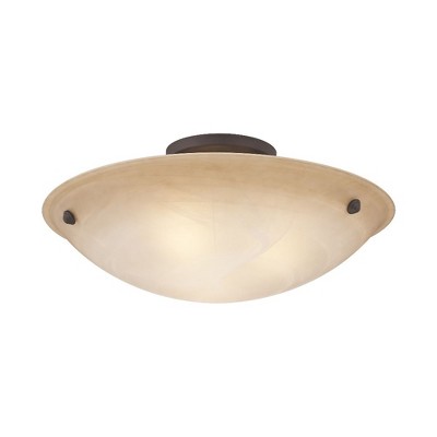 Honey Alabaster Glass Bronze 3-Light LED Semi-Flush Mount