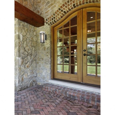 Modern Textured Matte Black 1-Light Outdoor Sconce with Opal Glass Shade