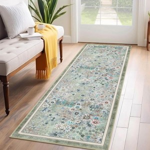 Acekool Modern Floral Area Rug Washable Non-Slip Foldable Soft Faux Wool for Living Room Bedroom Kitchen - 1 of 4